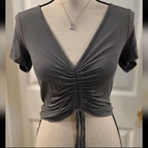 V Neck Ruched Front Top